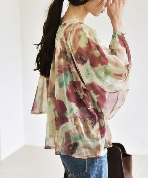 SHIPS / シップス シャツ・ブラウス | quaranciel:〈洗濯機可能〉シアー フラワー プリント ノーカラー ヨーク シャツ ブラウス | 詳細6