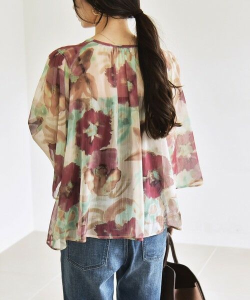 SHIPS / シップス シャツ・ブラウス | quaranciel:〈洗濯機可能〉シアー フラワー プリント ノーカラー ヨーク シャツ ブラウス | 詳細7