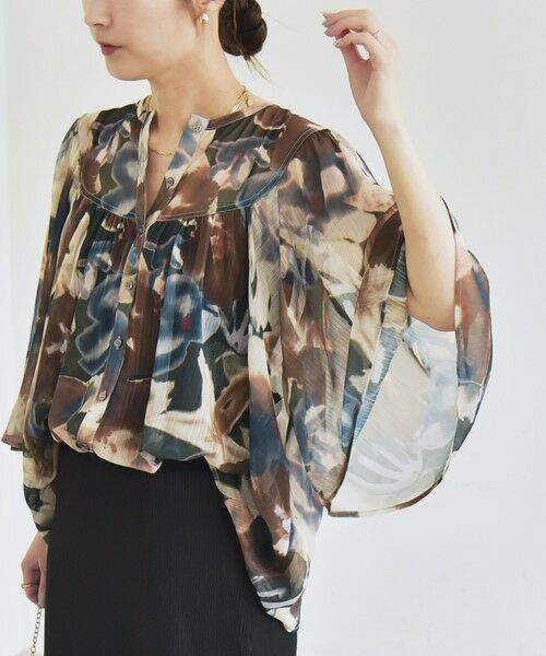 SHIPS / シップス シャツ・ブラウス | quaranciel:〈洗濯機可能〉シアー フラワー プリント ノーカラー ヨーク シャツ ブラウス | 詳細14