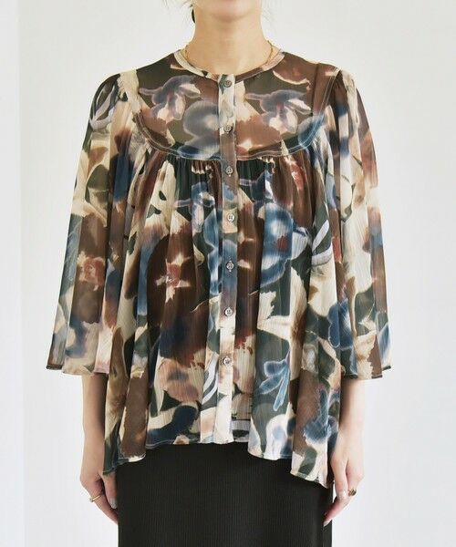 SHIPS / シップス シャツ・ブラウス | quaranciel:〈洗濯機可能〉シアー フラワー プリント ノーカラー ヨーク シャツ ブラウス | 詳細24