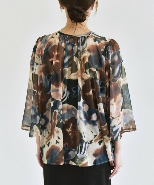 SHIPS / シップス シャツ・ブラウス | quaranciel:〈洗濯機可能〉シアー フラワー プリント ノーカラー ヨーク シャツ ブラウス | 詳細26