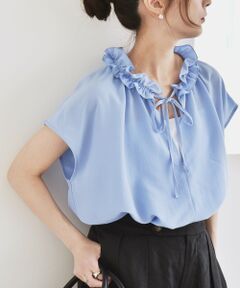 SHIPS / シップス シャツ・ブラウス | quaranciel:〈洗濯機可能〉フリルカラー リボン フレンチスリーブ ブラウス