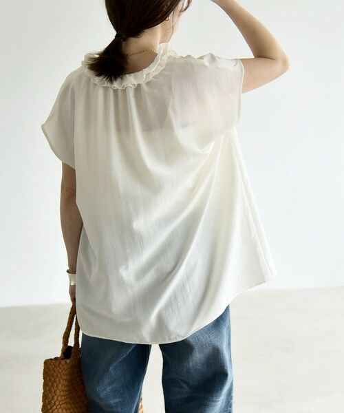 SHIPS / シップス シャツ・ブラウス | 《追加予約》quaranciel:〈洗濯機可能〉フリルカラー リボン フレンチスリーブ ブラウス | 詳細7