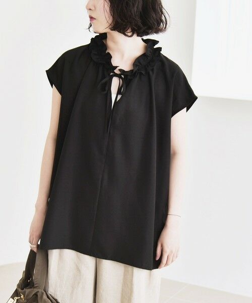 SHIPS / シップス シャツ・ブラウス | 《追加予約》quaranciel:〈洗濯機可能〉フリルカラー リボン フレンチスリーブ ブラウス | 詳細19