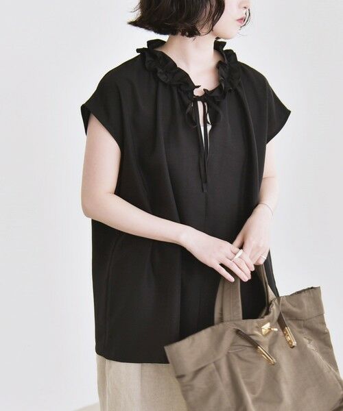 SHIPS / シップス シャツ・ブラウス | quaranciel:〈洗濯機可能〉フリルカラー リボン フレンチスリーブ ブラウス | 詳細8