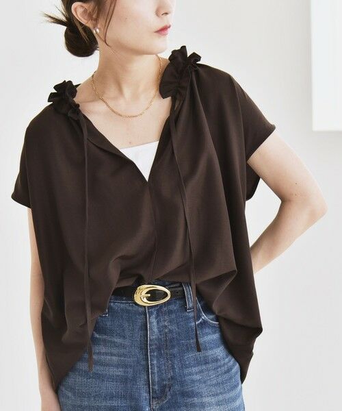 SHIPS / シップス シャツ・ブラウス | quaranciel:〈洗濯機可能〉フリルカラー リボン フレンチスリーブ ブラウス | 詳細15