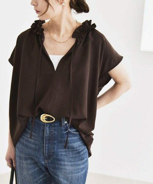 SHIPS / シップス シャツ・ブラウス | quaranciel:〈洗濯機可能〉フリルカラー リボン フレンチスリーブ ブラウス | 詳細18