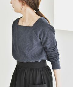 SHIPS / シップス カットソー（半袖以外） | 《追加予約》quaranciel:〈洗濯機可能〉ポリエステル ベロア スクエア ネック プルオーバー