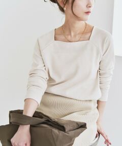 SHIPS / シップス カットソー（半袖以外） | 《追加予約》quaranciel:〈洗濯機可能〉ポリエステル ベロア スクエア ネック プルオーバー