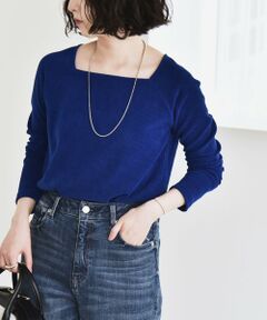 SHIPS / シップス カットソー（半袖以外） | 《追加予約》quaranciel:〈洗濯機可能〉ポリエステル ベロア スクエア ネック プルオーバー