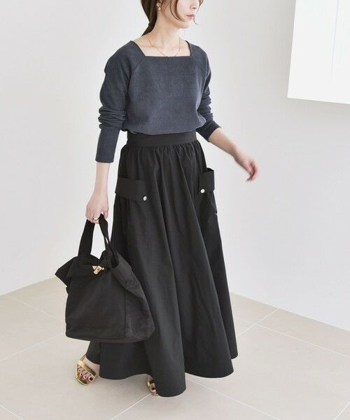 SHIPS / シップス カットソー（半袖以外） | quaranciel:〈洗濯機可能〉ポリエステル ベロア スクエア ネック プルオーバー | 詳細1