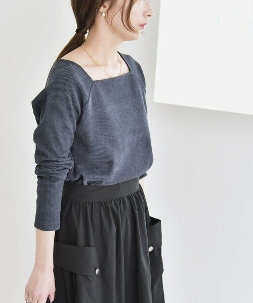 SHIPS / シップス カットソー（半袖以外） | quaranciel:〈洗濯機可能〉ポリエステル ベロア スクエア ネック プルオーバー | 詳細10