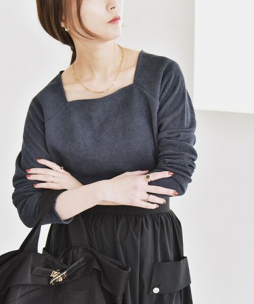 SHIPS / シップス カットソー（半袖以外） | quaranciel:〈洗濯機可能〉ポリエステル ベロア スクエア ネック プルオーバー | 詳細4