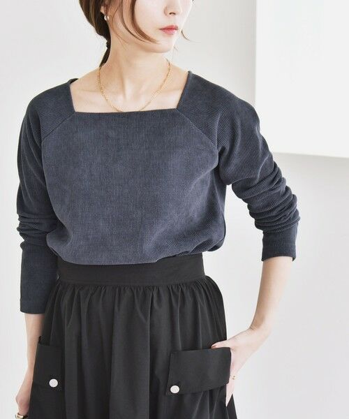 SHIPS / シップス カットソー（半袖以外） | quaranciel:〈洗濯機可能〉ポリエステル ベロア スクエア ネック プルオーバー | 詳細6