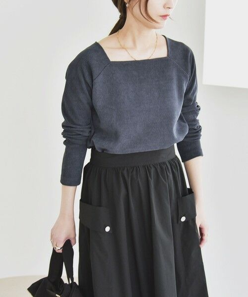 SHIPS / シップス カットソー（半袖以外） | quaranciel:〈洗濯機可能〉ポリエステル ベロア スクエア ネック プルオーバー | 詳細7