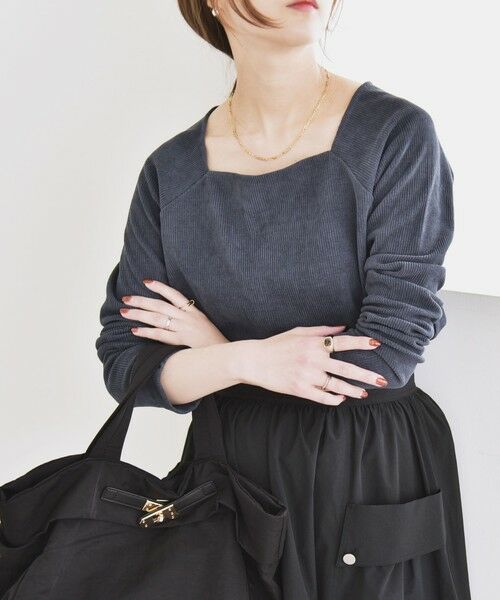 SHIPS / シップス カットソー（半袖以外） | quaranciel:〈洗濯機可能〉ポリエステル ベロア スクエア ネック プルオーバー | 詳細8