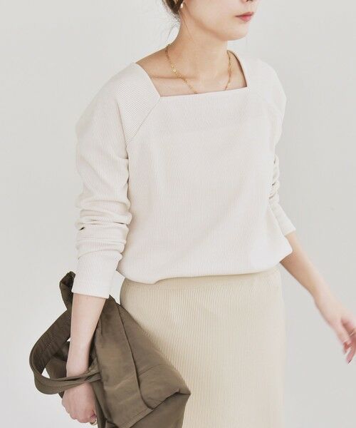 SHIPS / シップス カットソー（半袖以外） | quaranciel:〈洗濯機可能〉ポリエステル ベロア スクエア ネック プルオーバー | 詳細18