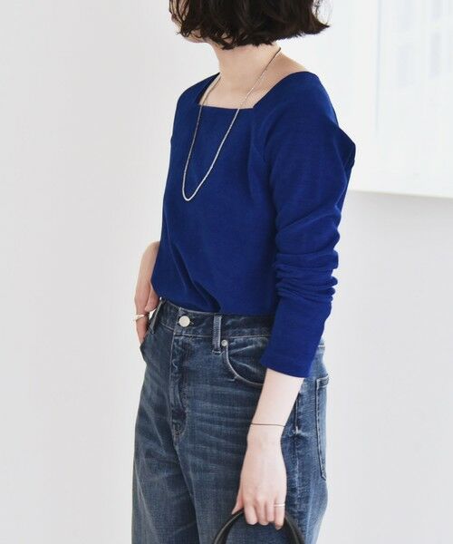 SHIPS / シップス カットソー（半袖以外） | quaranciel:〈洗濯機可能〉ポリエステル ベロア スクエア ネック プルオーバー | 詳細27