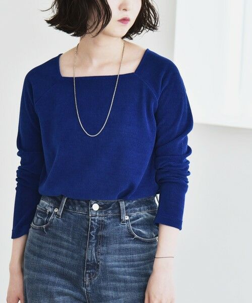 SHIPS / シップス カットソー（半袖以外） | quaranciel:〈洗濯機可能〉ポリエステル ベロア スクエア ネック プルオーバー | 詳細30