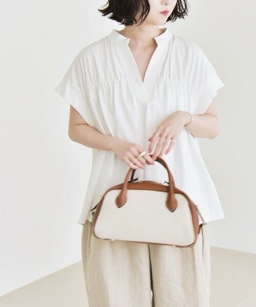 SHIPS / シップス Tシャツ | quaranciel:〈手洗い可能〉ギャザー スキッパー バンドカラー プルオーバー | 詳細6