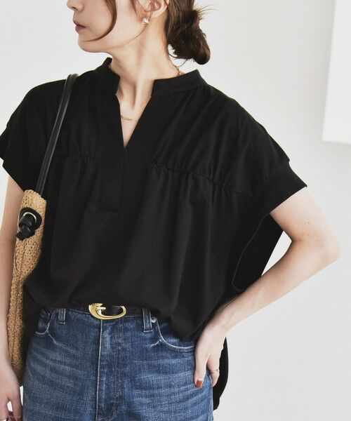 SHIPS / シップス Tシャツ | quaranciel:〈手洗い可能〉ギャザー スキッパー バンドカラー プルオーバー | 詳細14