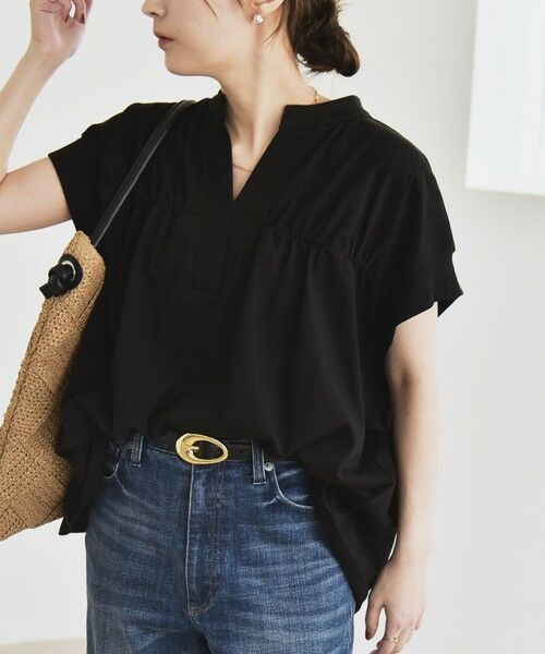 SHIPS / シップス Tシャツ | quaranciel:〈手洗い可能〉ギャザー スキッパー バンドカラー プルオーバー | 詳細15