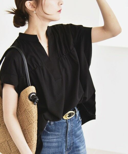 SHIPS / シップス Tシャツ | quaranciel:〈手洗い可能〉ギャザー スキッパー バンドカラー プルオーバー | 詳細16