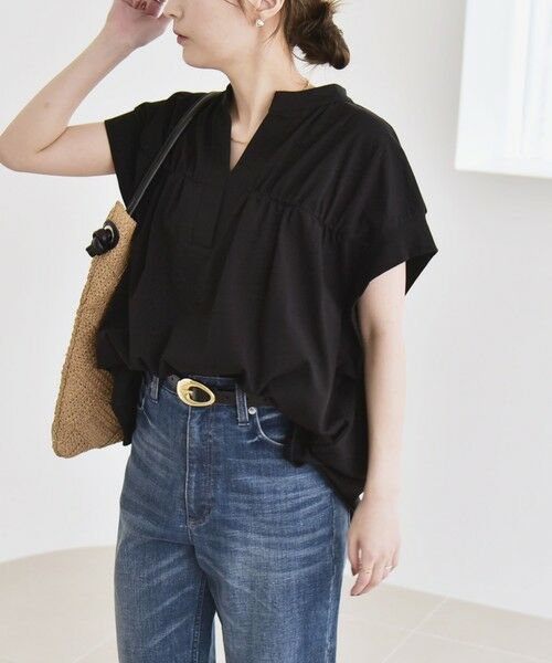 SHIPS / シップス Tシャツ | quaranciel:〈手洗い可能〉ギャザー スキッパー バンドカラー プルオーバー | 詳細18