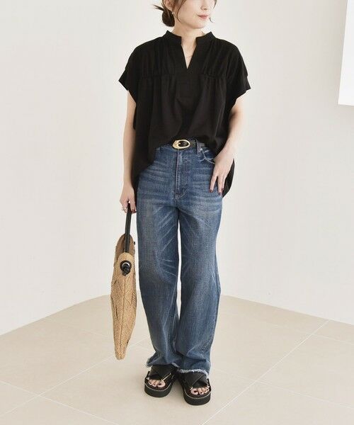 SHIPS / シップス Tシャツ | quaranciel:〈手洗い可能〉ギャザー スキッパー バンドカラー プルオーバー | 詳細12