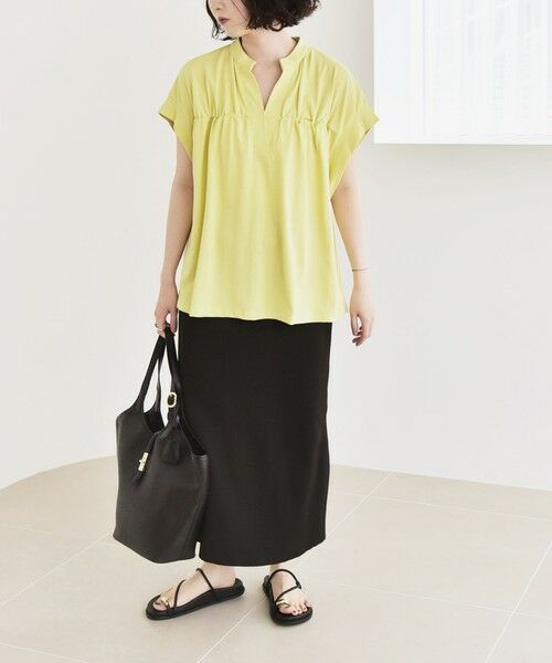 SHIPS / シップス Tシャツ | quaranciel:〈手洗い可能〉ギャザー スキッパー バンドカラー プルオーバー | 詳細22