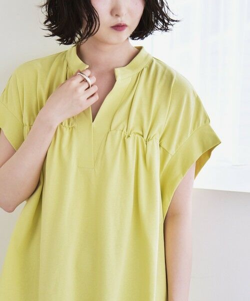 SHIPS / シップス Tシャツ | quaranciel:〈手洗い可能〉ギャザー スキッパー バンドカラー プルオーバー | 詳細24