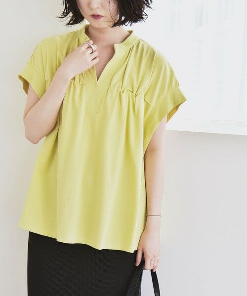 SHIPS / シップス Tシャツ | quaranciel:〈手洗い可能〉ギャザー スキッパー バンドカラー プルオーバー | 詳細25