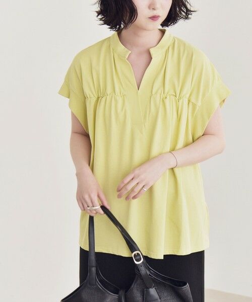 SHIPS / シップス Tシャツ | quaranciel:〈手洗い可能〉ギャザー スキッパー バンドカラー プルオーバー | 詳細26