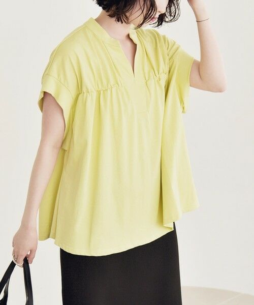 SHIPS / シップス Tシャツ | quaranciel:〈手洗い可能〉ギャザー スキッパー バンドカラー プルオーバー | 詳細27