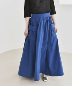 SHIPS / シップス ロング・マキシ丈スカート | quaranciel:〈洗濯機可能〉タイプライター ギャザー フレア ポケット スカート