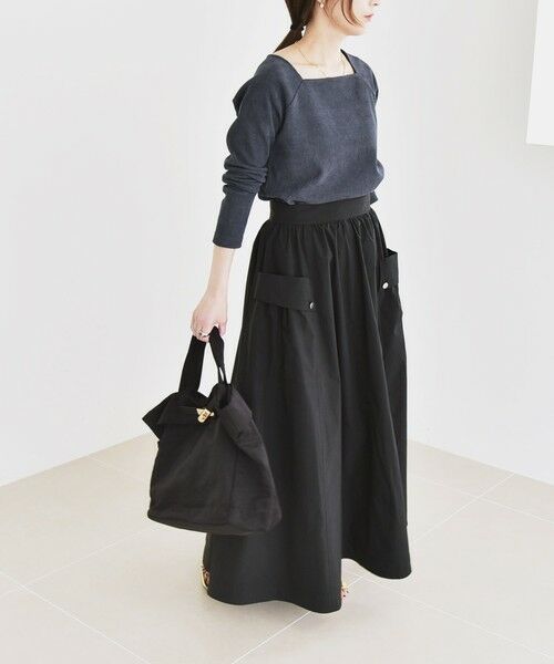 SHIPS / シップス ロング・マキシ丈スカート | quaranciel:〈洗濯機可能〉タイプライター ギャザー フレア ポケット スカート | 詳細1