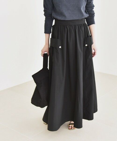 SHIPS / シップス ロング・マキシ丈スカート | quaranciel:〈洗濯機可能〉タイプライター ギャザー フレア ポケット スカート | 詳細10