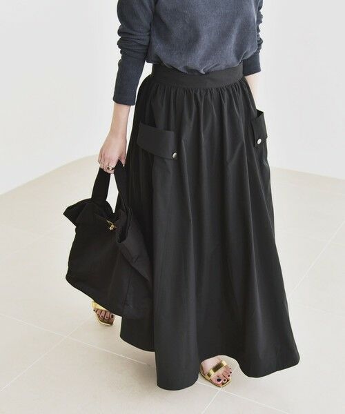 SHIPS / シップス ロング・マキシ丈スカート | quaranciel:〈洗濯機可能〉タイプライター ギャザー フレア ポケット スカート | 詳細3