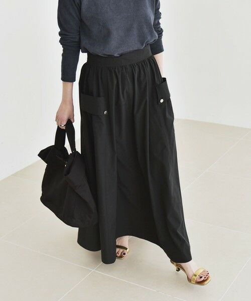 SHIPS / シップス ロング・マキシ丈スカート | quaranciel:〈洗濯機可能〉タイプライター ギャザー フレア ポケット スカート | 詳細9