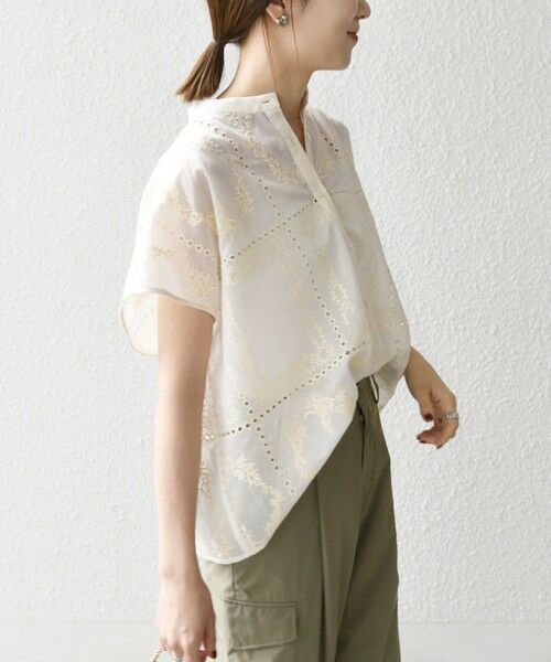 SHIPS / シップス シャツ・ブラウス | SHIPS any:〈手洗い可能〉エンブロイダリー レース シアー フレンチスリーブ シャツ | 詳細4