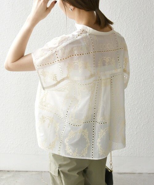 SHIPS / シップス シャツ・ブラウス | SHIPS any:〈手洗い可能〉エンブロイダリー レース シアー フレンチスリーブ シャツ | 詳細5