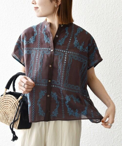 SHIPS / シップス シャツ・ブラウス | 《一部追加予約》SHIPS any:〈手洗い可能〉エンブロイダリー レース シアー フレンチスリーブ シャツ | 詳細13