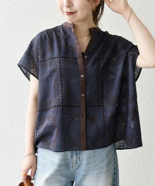 SHIPS / シップス シャツ・ブラウス | SHIPS any:〈手洗い可能〉エンブロイダリー レース シアー フレンチスリーブ シャツ | 詳細13