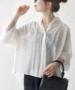 SHIPS / シップス シャツ・ブラウス | SHIPS any:〈手洗い可能〉シアー ドット レギュラーカラー ギャザー シャツ