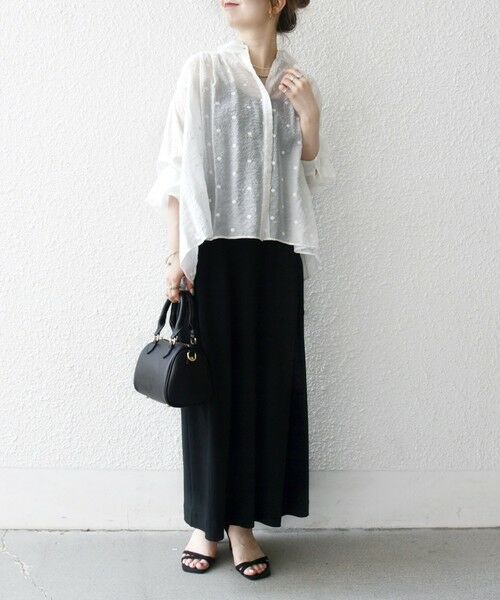 SHIPS any:〈手洗い可能〉シアー ドット レギュラーカラー