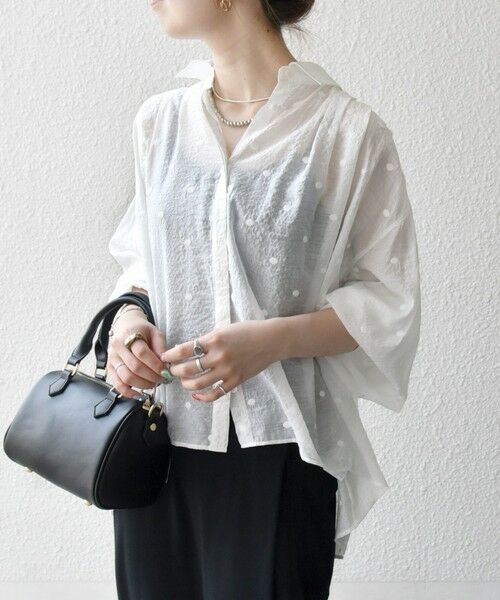 SHIPS / シップス シャツ・ブラウス | SHIPS any:〈手洗い可能〉シアー ドット レギュラーカラー ギャザー シャツ | 詳細3