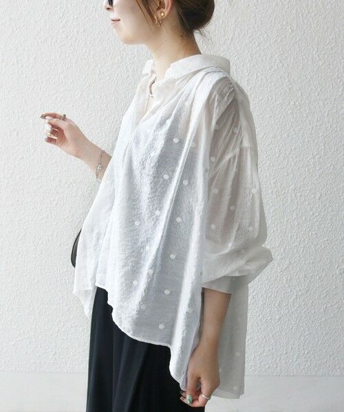 SHIPS / シップス シャツ・ブラウス | SHIPS any:〈手洗い可能〉シアー ドット レギュラーカラー ギャザー シャツ | 詳細4