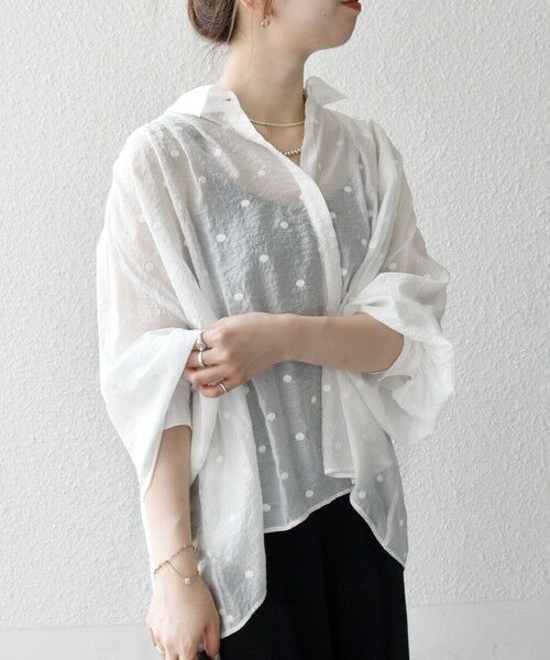 SHIPS / シップス シャツ・ブラウス | SHIPS any:〈手洗い可能〉シアー ドット レギュラーカラー ギャザー シャツ | 詳細8