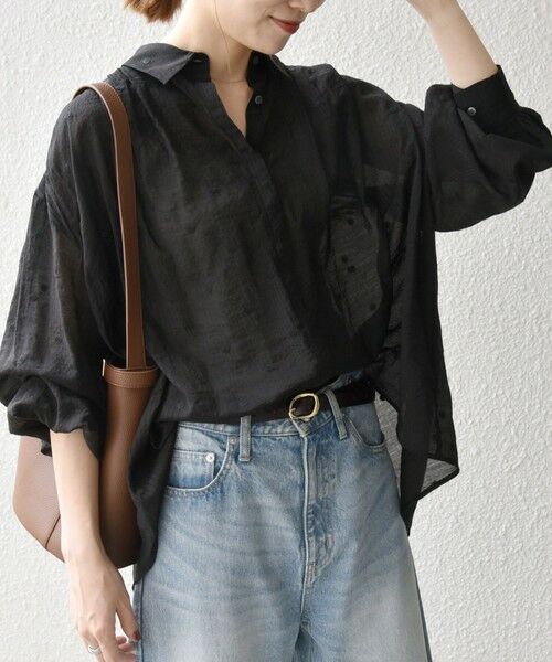 SHIPS / シップス シャツ・ブラウス | SHIPS any:〈手洗い可能〉シアー ドット レギュラーカラー ギャザー シャツ | 詳細15