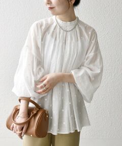 SHIPS / シップス シャツ・ブラウス | SHIPS any:〈手洗い可能〉シアー ドット スタンドカラー パフ ギャザー ブラウス